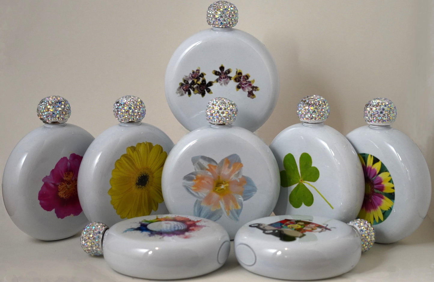 Flowered Birdie Flasks