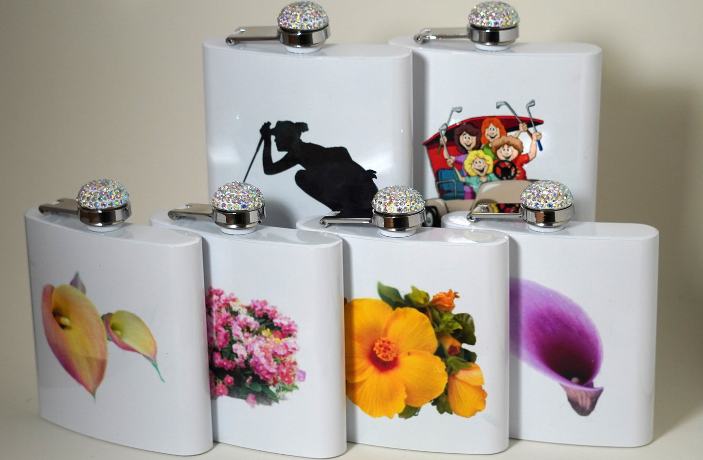 Flowered Birdie Flasks