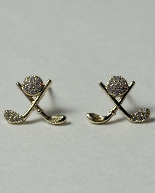 Golf Earrings (Gold Tone)